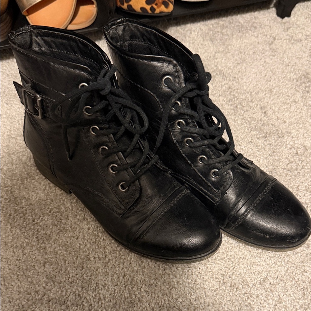 Madden Girl Black Combat Boots